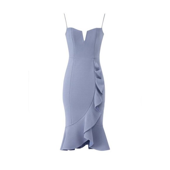 Nicholas Dusty Blue Faux Wrap Midi Dress $695 - Picture 5 of 11